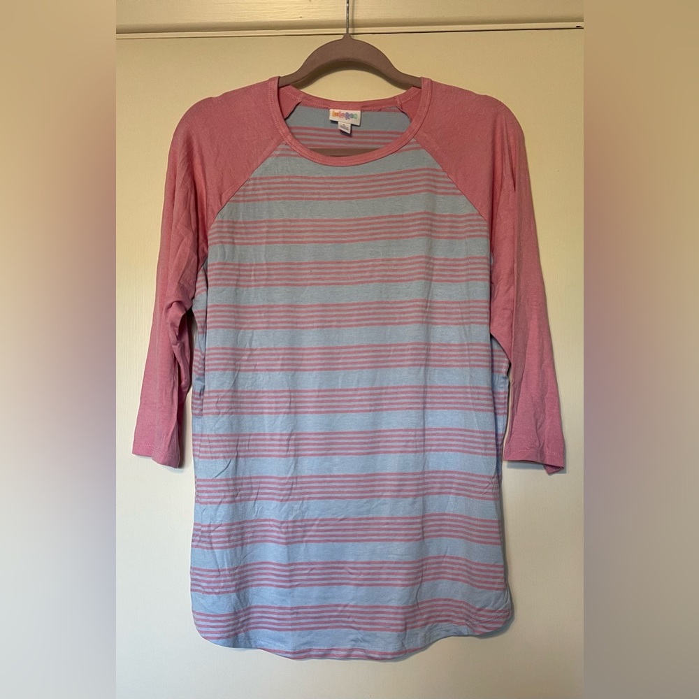 LuLaRoe Blue and Pink Striped Randy